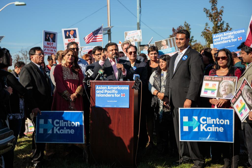 The group known as Asian Americans and Pacific Islanders gather to protest the Donald Trump event. Photo by: Sara Hylton